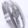 Women Cuff Bangle Four Layers Faux Crystal Rhinestone Retro Fake Leather Magnetic Clasp Girls Wrap Bracelet Fashion Jewelry Gift