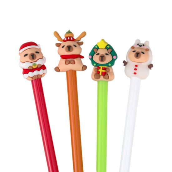 

4 шт. Рождественские гелевые ручки Мультяшный дизайн снеговика и оленя Плавное письмо Удобный захват Детские ручки Рождественские сувениры для вечеринки 4pcs