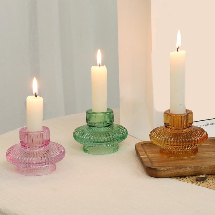 Set of 6 Striped Glass Holders for Candle Flowers, Enhancing Homes Aesthetic Add Touch of Luxury Homes