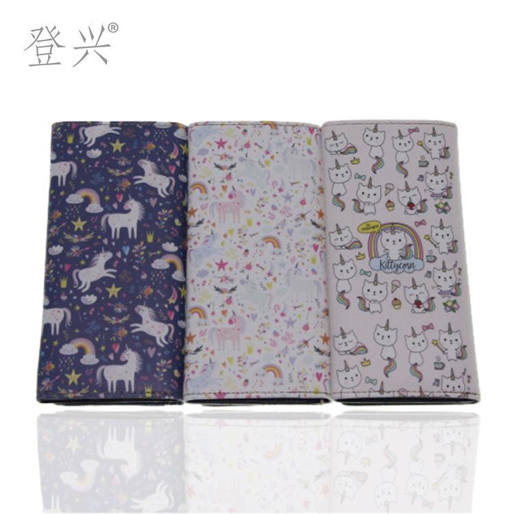 New unicorn PU long 20% off printed wallet, student female wallet