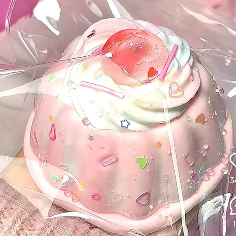 Cream Strawberry Pudding Squishy Toy Silicone Slow Rebound Stress Relief Fidget Toy For Kids Adults Anxiety Relief
