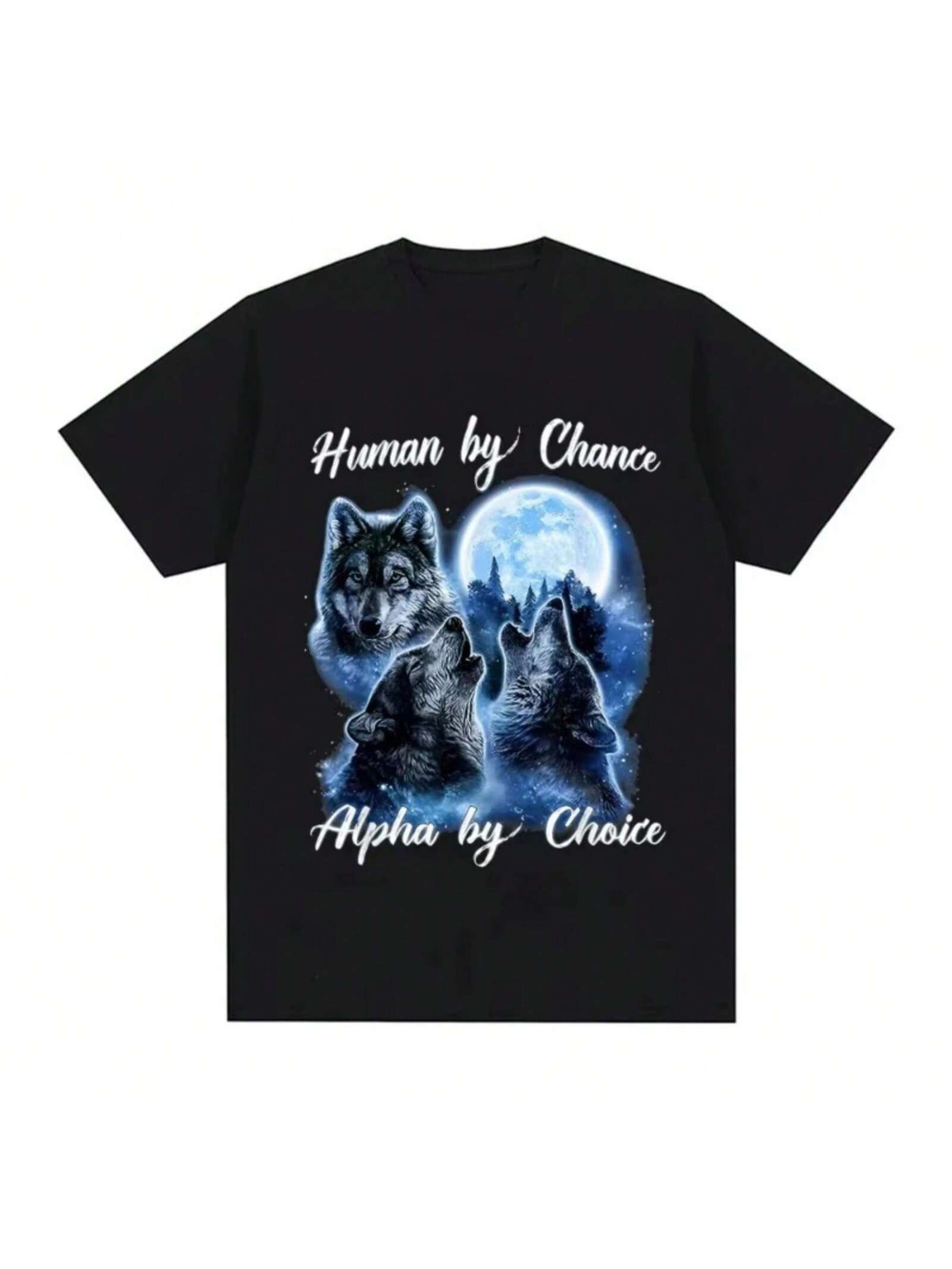 Human By Day Sigma By Night Funny Wolf Graphic T Shirt Men Women Casual Cotton Short Sleeve Oversized T-Shirts Streetwear 23 S разноцветный