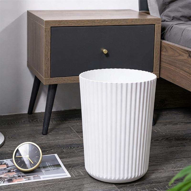 Household Trash Bin With Striped Pattern For Kitchen Bathroom Office Space Saving Small Waste Can for Home Use