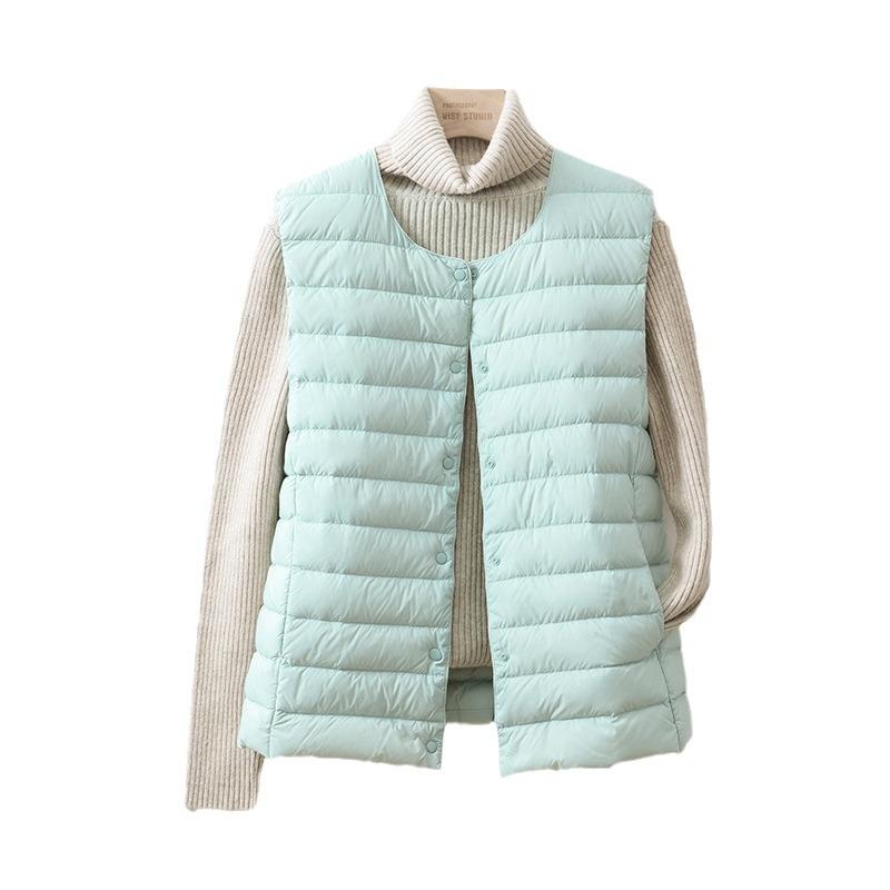 Autumn and Winter New Light Down Jacket Women's Liner Small Vest Round Neck Wearing Collarless Light Vest Tide