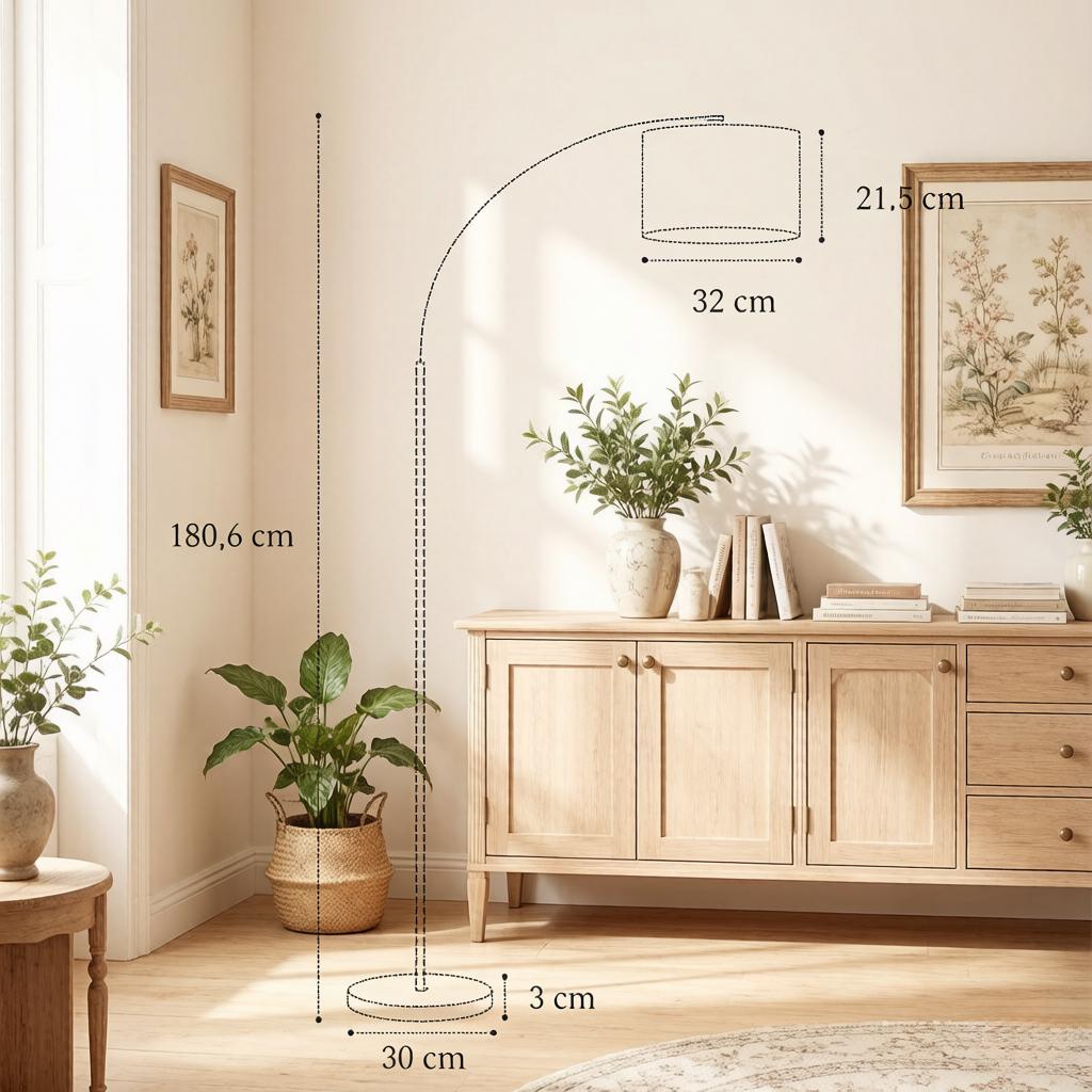 Modern arc floor lamp with remote control, elegant floor lamp, design floor lamp (only with arc floor lamp, battery not included)
