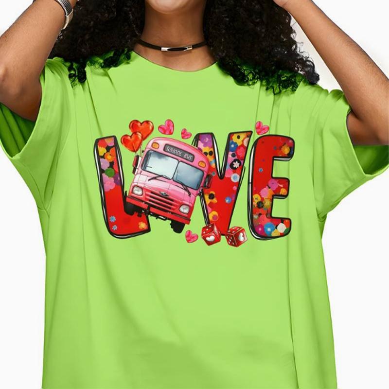 T-shirt da Donna alla Moda con Stampa 'Romantic Journey', Divertente e Casual, Girocollo a Maniche Corte, T-shirt Estiva da Donna