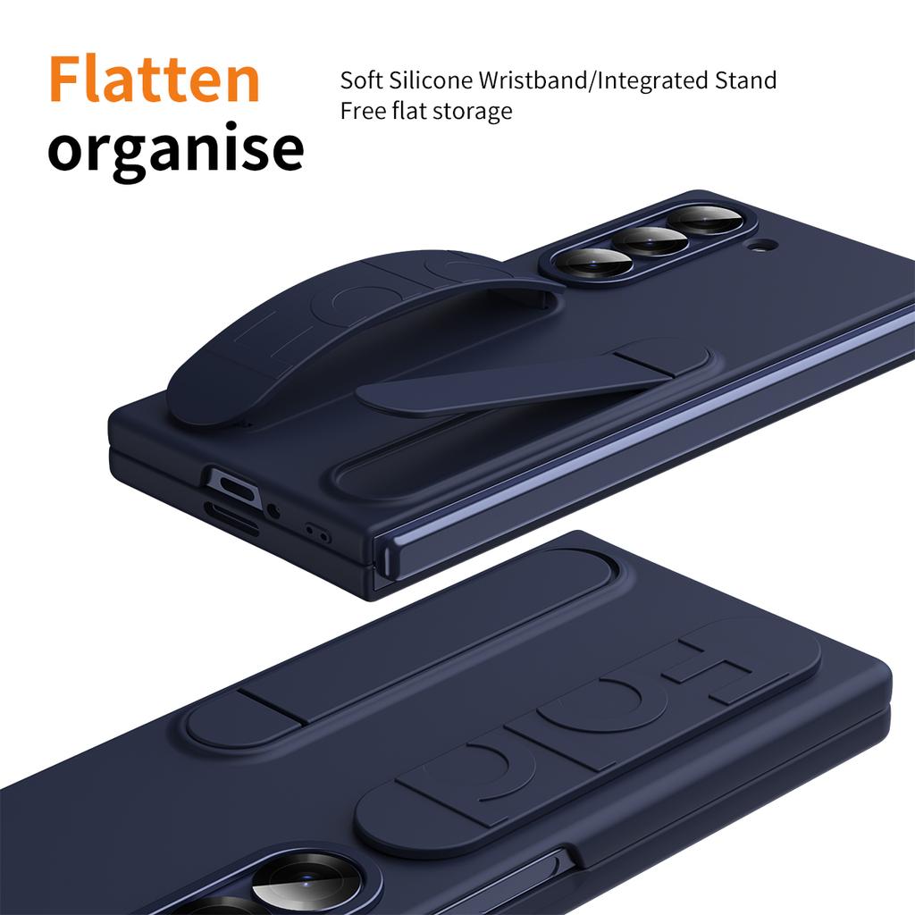 Til Samsung Galaxy Z Fold5 5G-deksel, støttebeskytter, armbånd, PC-telefondeksel med herdet glassfilm