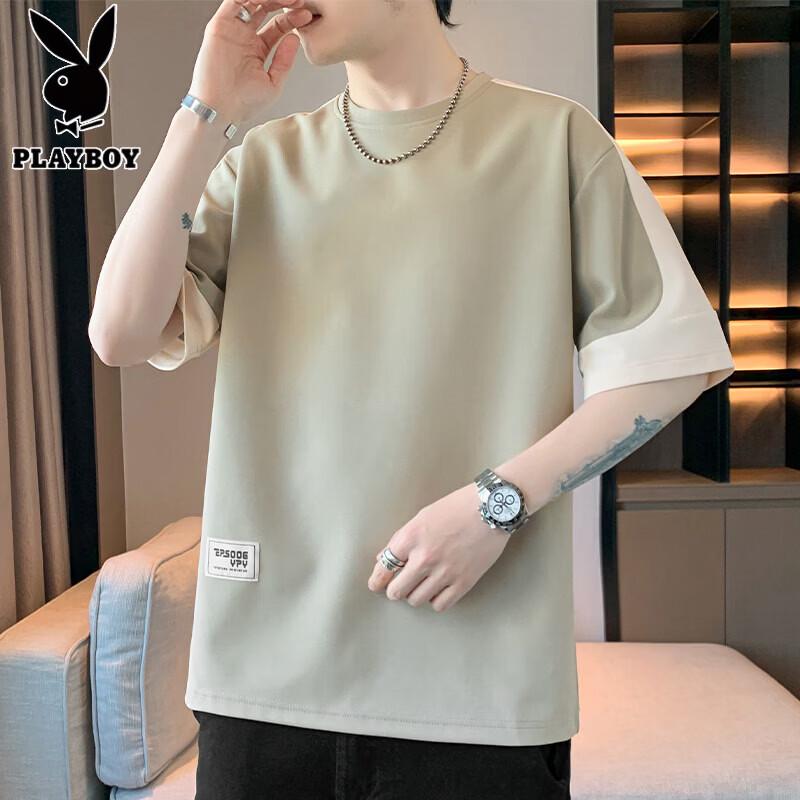 

PLAYBOY Men s Spliced Loose Fit T-Shirt 6XL