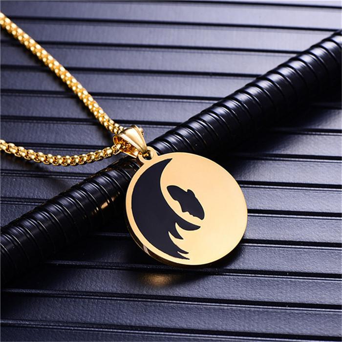 Punk Zodiac Constellation Pendant Gold Color Stainless Steel Round Necklaces for Men Women Fashion Party Jewelry Birthday Gift