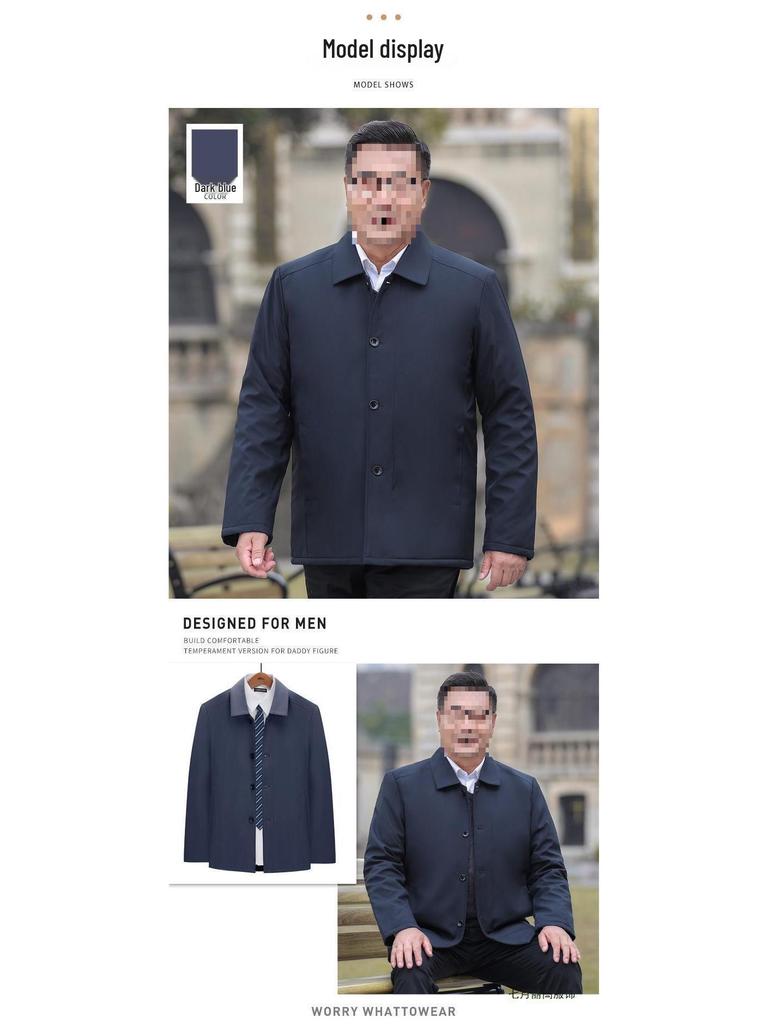 Men's Thickened Jacket: Middle-aged & Elderly Spring/Fall Style, Plus Velvet, Dad/Grandpa Outerwear, Ligao Autumn/Winter.