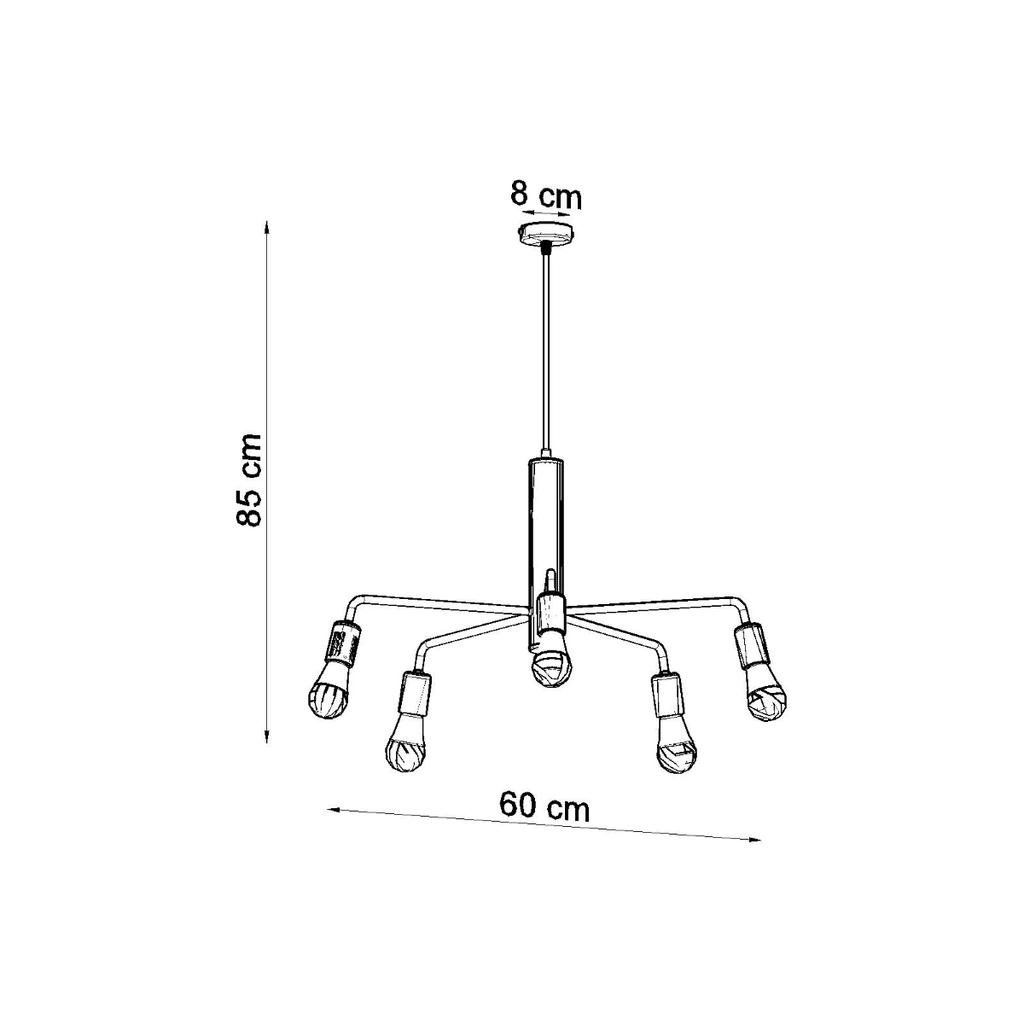 Lampa Wisząca Duomo 5 E27 Czarny Sollux Sl.0304