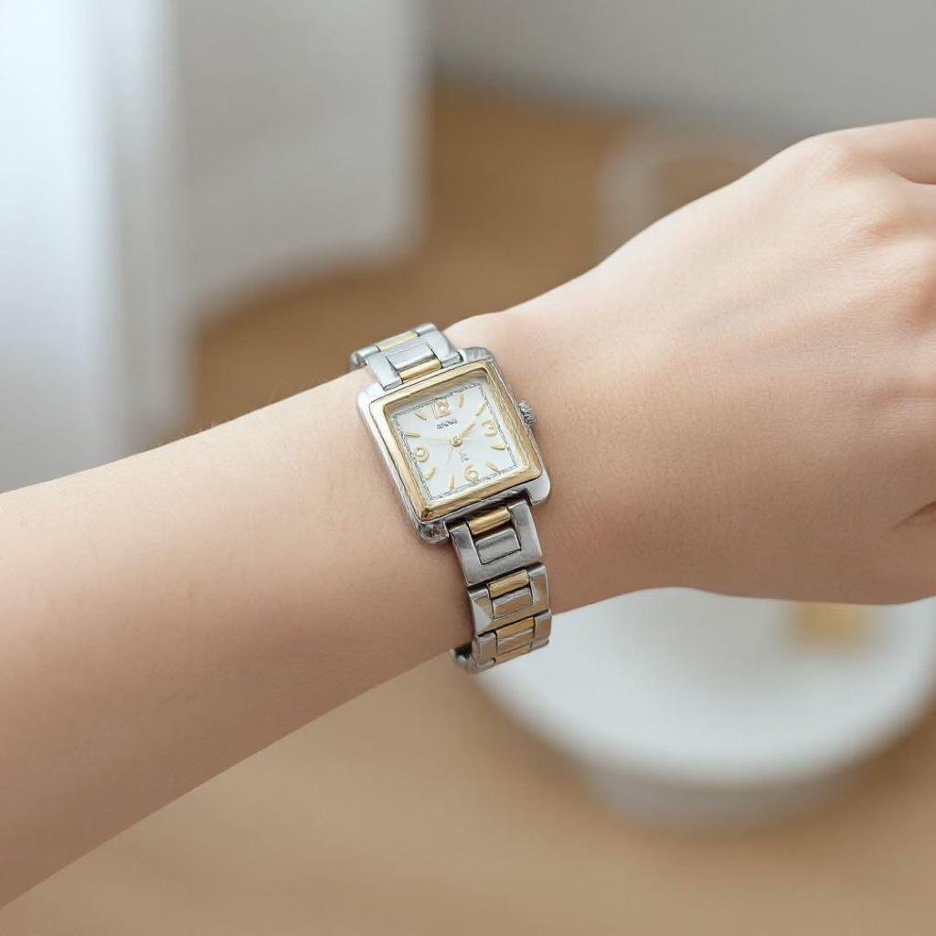 Used Seiko Rukia 1F21-5C40 Ladies Combi Square New Battery