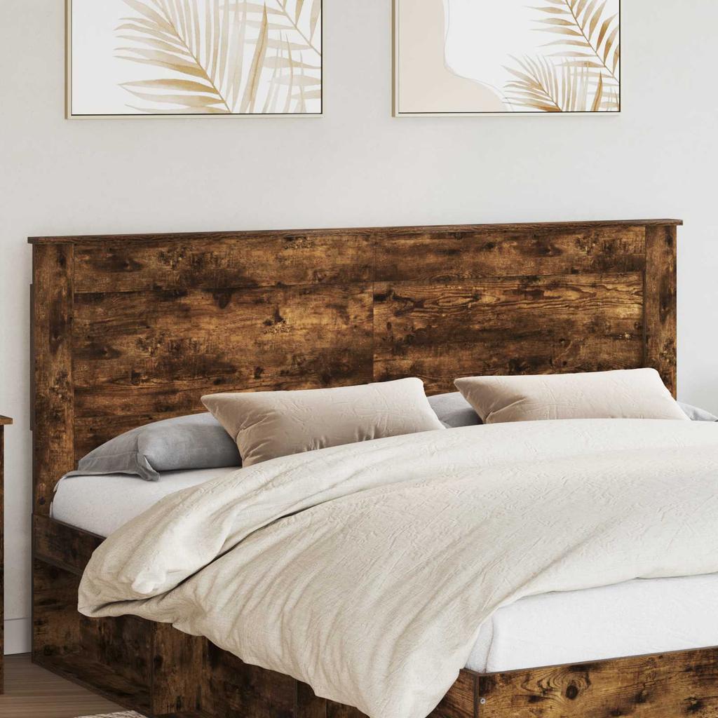 Headboard with Smoked Oak Finish 200 Cm Engineered Wood