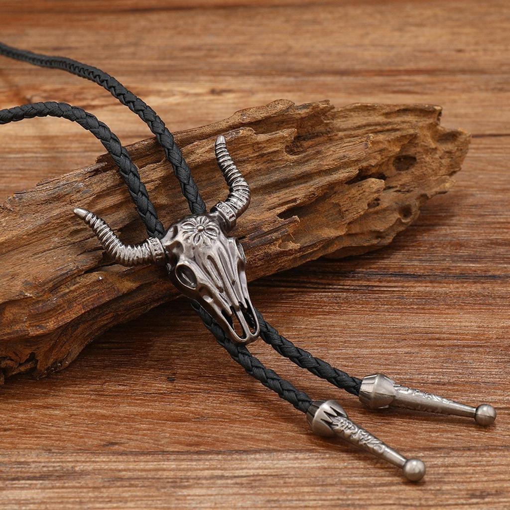 Vintage Western Cowboy Bolo Tie Horn Slips Punk Halskjede Kostymetilbehør Bolo Tie Western