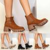Women'S Ankle Boots Fashion Comfy Mid Heel Elastic Chunky Heel Lug Sole Booties Botas Invierno Mujer Botines Para Mujeres