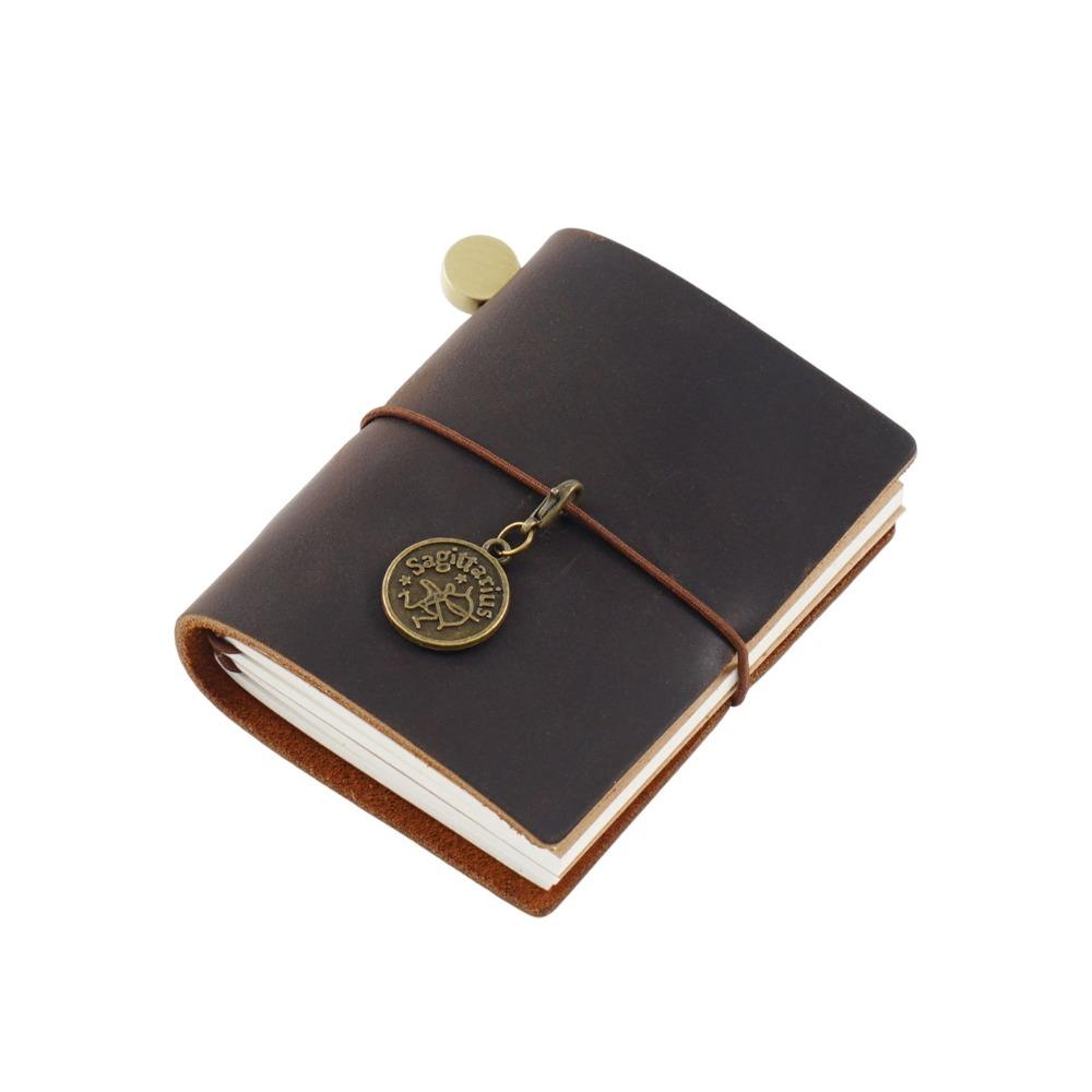 Genuine Leather Traveler's Notebook Mini Size Leather Notebook Gift Loose-leaf Notebook  For Notes