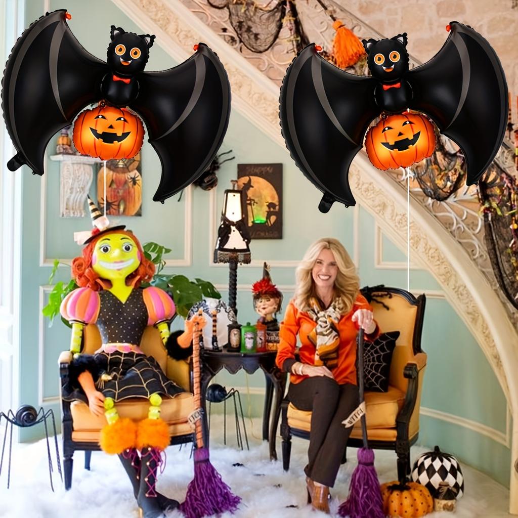 20pcs Halloween Bat Pumpkin Decoration Balloon Photo Prop For New Year Birthday Party Horror Scene Decor Spooky Festive Gift
