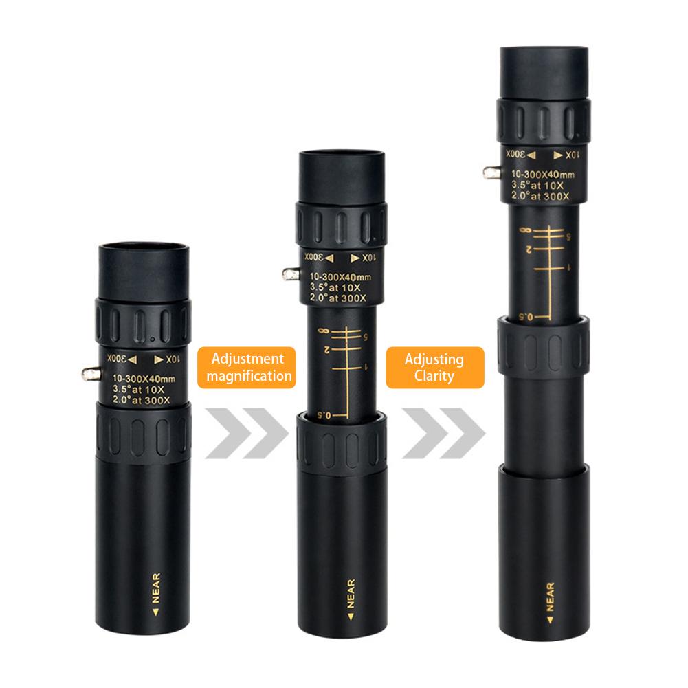 HD přenosný silný monokulární dalekohled s 10-300x zoomem Profesionální dalekohled s dalekohledem Monokulární dalekohled s nízkým nočním viděním