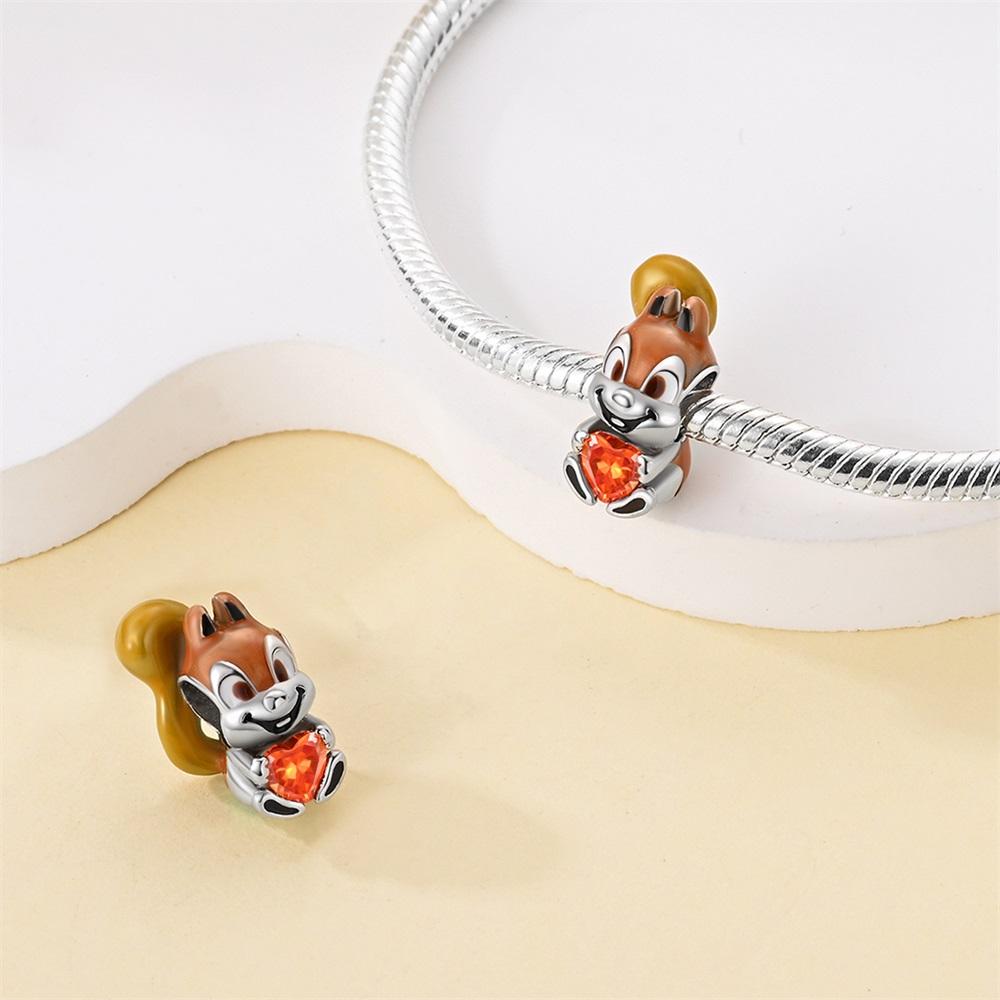 Original Charms Copper Certified Cute Squirrel Beads Fit Bracelet Women Jewelry Making Diy