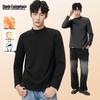 Men's Mock Neck Double-Sided Fleece Thermal Long Sleeve T-Shirt