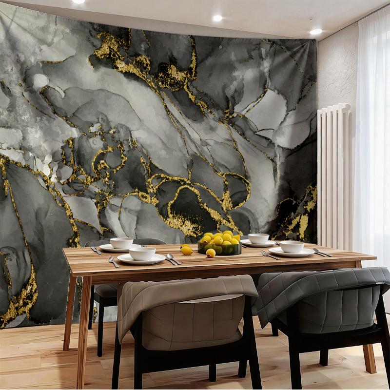 Luxury Gold Marble Wall Tapestry Abstract Art Wall Hanging Tapestry Modern Aesthetic Wall Decor For Living Room Bedroom Dorm