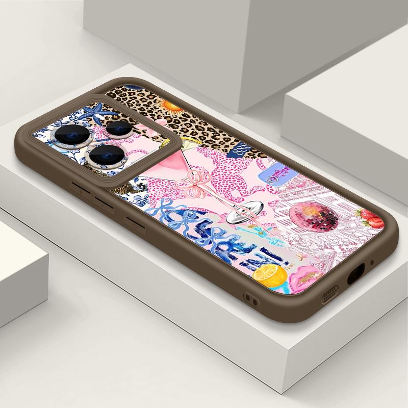 Pink Goblet Bowknots Disco Ball Pattern Case For Xiaomi Redmi Note 14 13 Pro 5G 4G 12 11 Funda Xiaomi 14T 13T 11T Pro Shockproof Bumper Silicone Cover