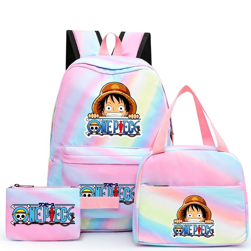 3Pcs/set Anime One Piece Backpack for Girls Boys Back To Schoolbag with Lunch Bag Student Bookbag Men Women Travel Bag Mochil