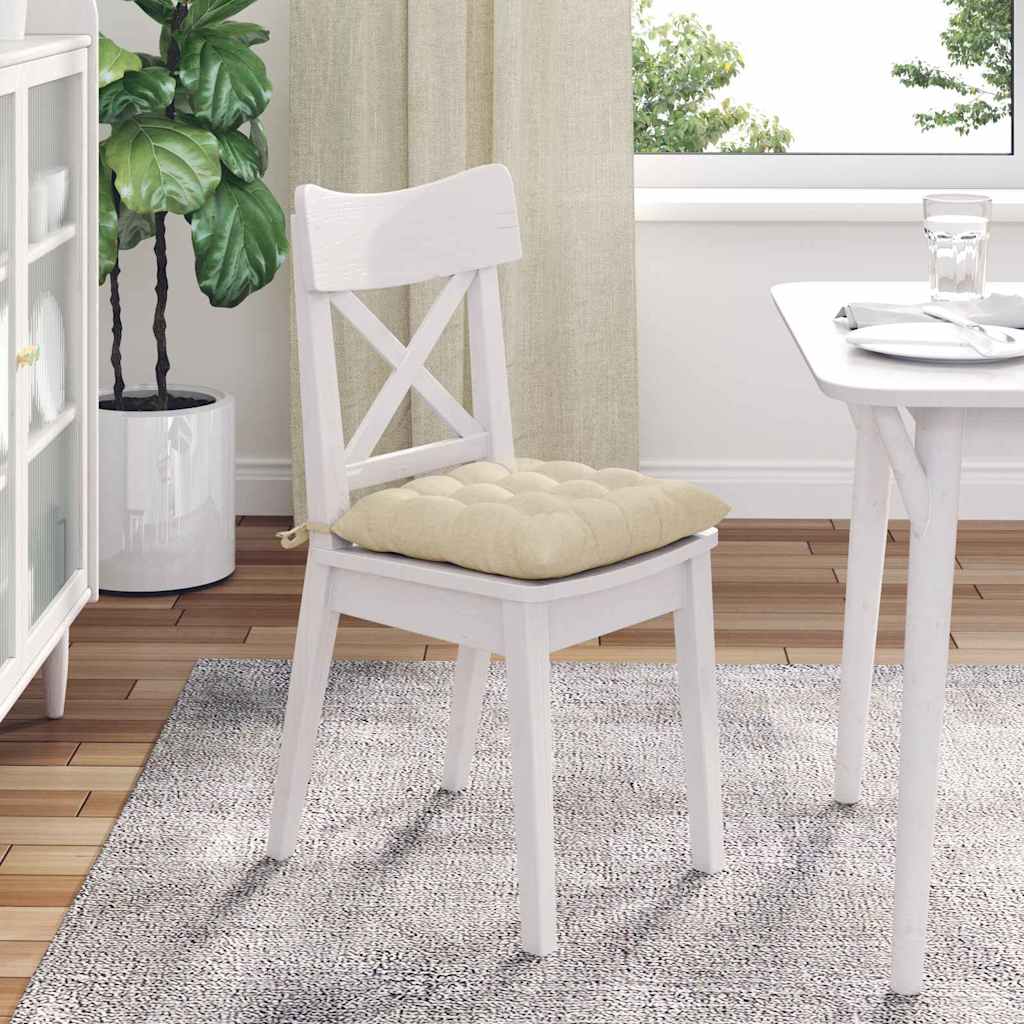 Seat Cushions 4 Pcs Cream 40 X 40 X 6 Cm Fabric