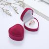 Flocked Cloth Heart-Shaped Jewelry Box for Rings and Earrings