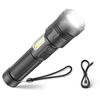 Powerful LED Handheld Emergency Military USB High 7 Dimming Horizontal Bright Aluminum Alloy Flashlight, G1, Flashlight, Flashlight, Grade, Type-C