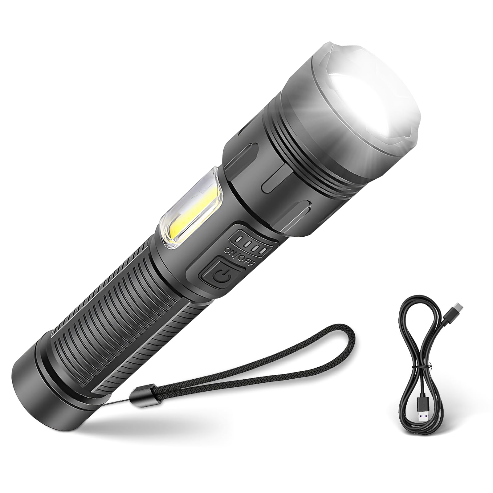 

Powerful LED Handheld Emergency Military USB High 7 Dimming Horizontal Bright Aluminum Alloy Flashlight, G1, Flashlight, Flashlight, Grade, Type-C