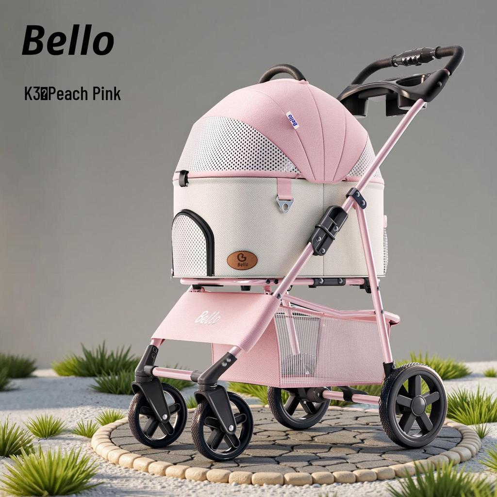 Pet Stroller with Universal Wheels and Rain Cover for Small Dogs