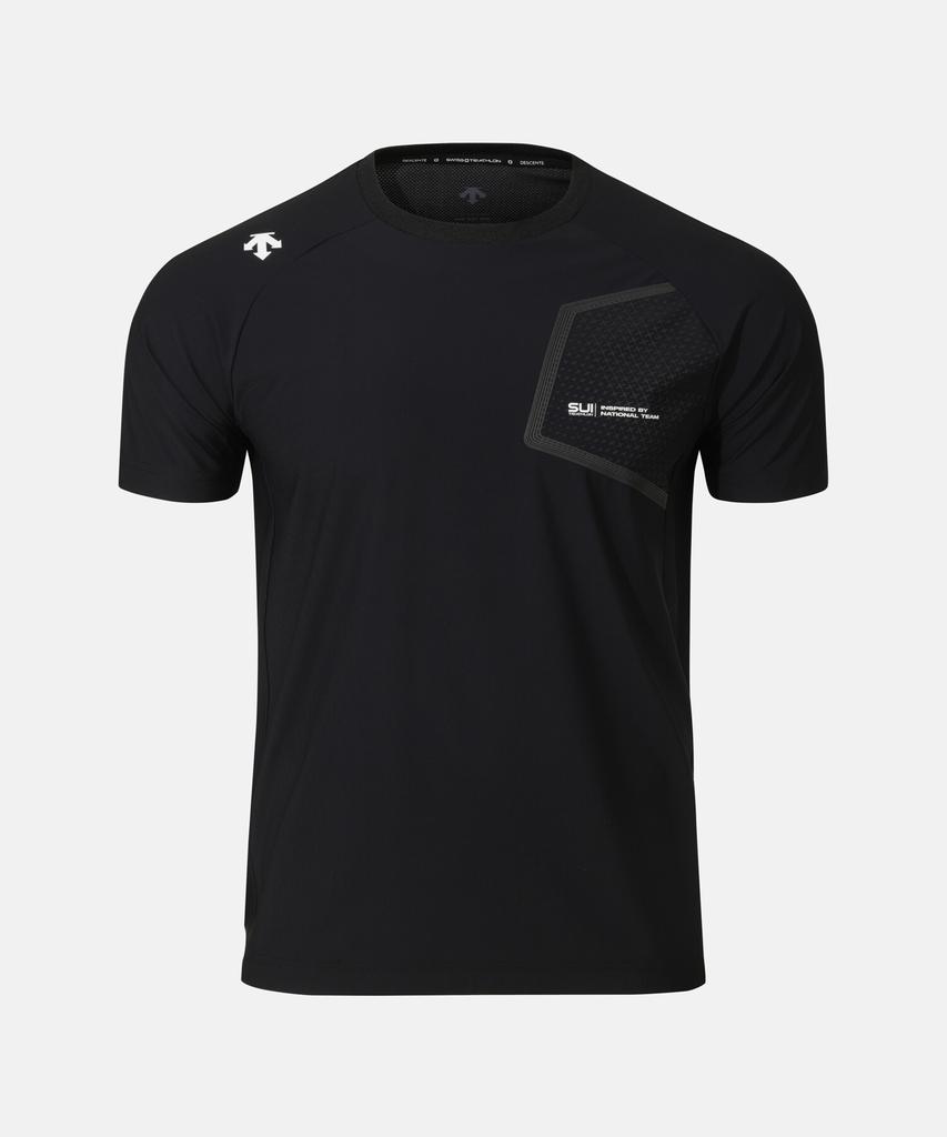 DESCENTE Swiss Triathlon Mesh Tricot Short Sleeve T-Shirt Black Sr221Its52 (A Type)