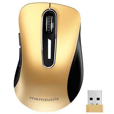 Memzuoix Gold Wireless Mouse for and 1400DPI USB and 2.4G 5-Button Laptops, PCs, Desktops! High-Precision, Receiver, Portable, Battery-Powered,