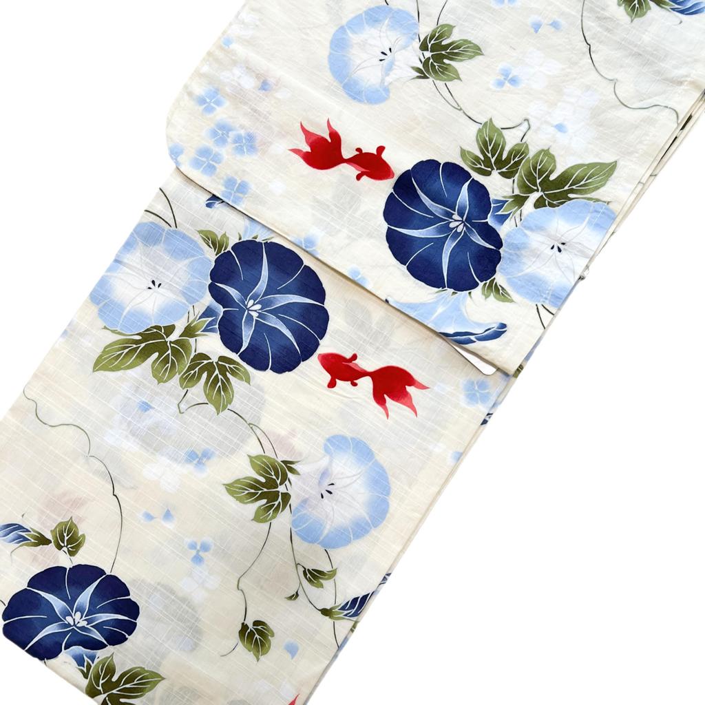 Yukata Variegated Classic and Fits Adults 155cm 170cm Morning Glory Women's (Single Item), Weave, Cute, - (Off-White Pattern)