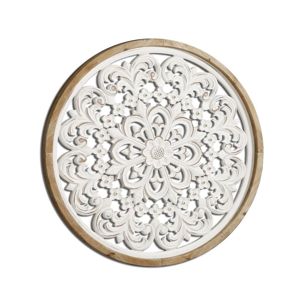 European framed wall circular carved board bedroom wall decoration pendant
