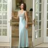 Autumn and Winter New Women's Clothing Temperament Elegant Suspender Tube Top Backless Hot Diamond Waist Long Dress Women