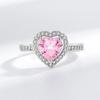 European & American Pink Heart-Shaped Jewelry Set: Women's Ring, Necklace & Earrings