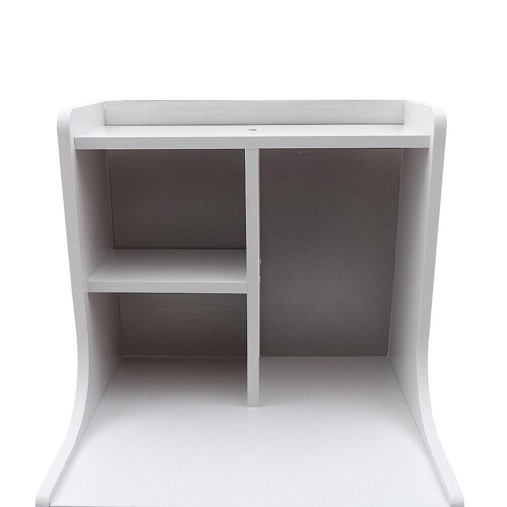 White Tall Nightstand 3-Drawer Bedside Table with Storage Shelf 85cm Height Cabinet