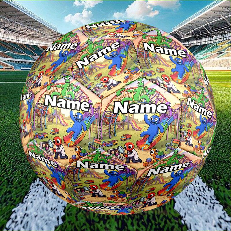 Custom Name Personalized Game Rainbow Friends Print Size 5 Soccer Ball Training & Match Football, for Team, Kicking, Gift for Football Enthusiasts