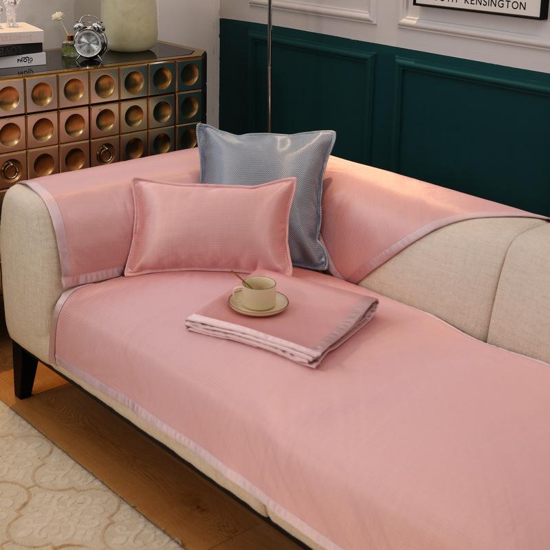 Summer Ice Silk Sofa Cushion Light Luxury Summer Mat Cushion Living Room Simple Sofa Cover Non-Slip