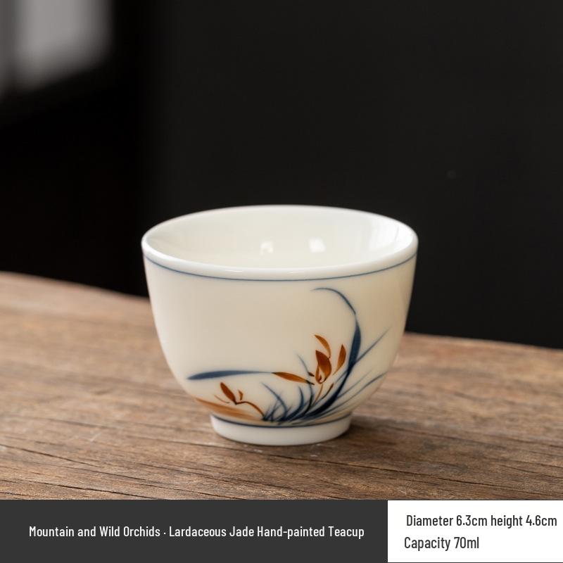 Hand-Painted White Porcelain Tea Cup, Personal Kung Fu Tea Set Bowl