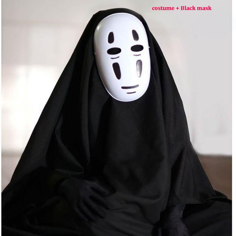 Spirited Away No Face Man Kimono Cosplay Costume With Mask Gloves For Halloween Party