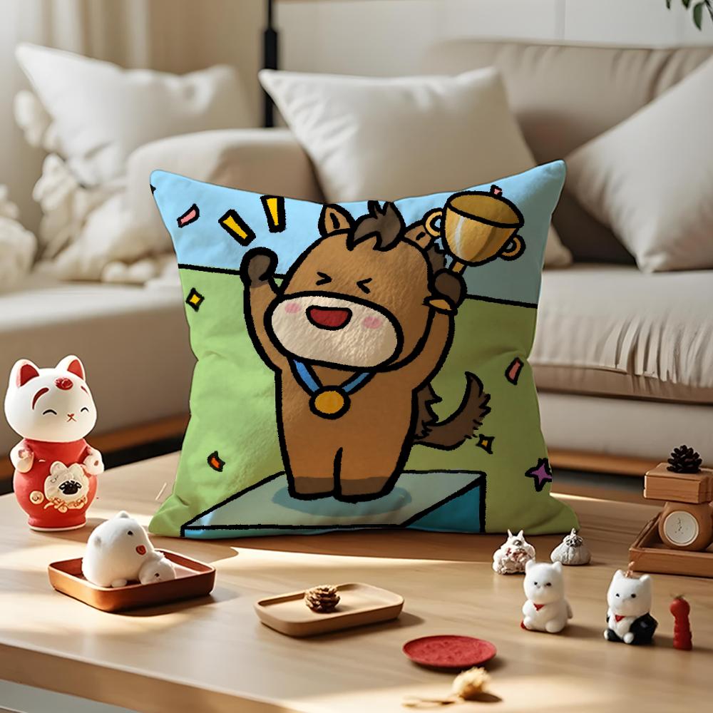 Cute Animal Champion Cushion Cover Anti-dustmite Pillowcase Invisible Zipper Silky Short Plush Sofa Cushion Cover