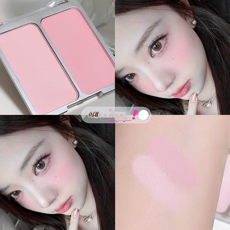

Двухцветная палитра румян Natural Matte Brighten Skin Blusher Milk Peach Pink Purple Apricot Rubor Rouge Korean Dupes Makeup