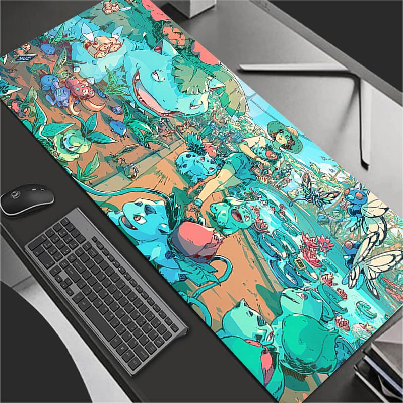 Large Gaming Mouse Pad Anime PC Computer Gamer Desk Mat Designed specifically XXL Laptop Kawaii PPokemons Bulbasaur Mousepad