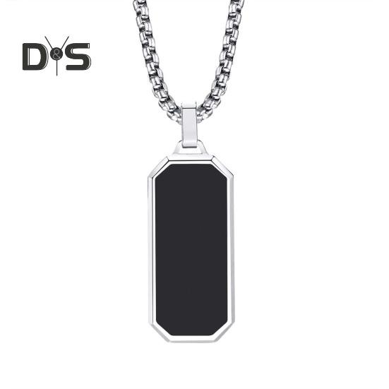 Men Necklace Punk Style Hip Hop Titanium Steel Black Pendant Polished Luster Sweater Pairing Necklace Individual Adult Jewelry
