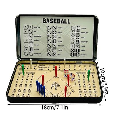 Travel Board Games Portable Wooden Baseball Travel Game Interactive Board Game Football Knuckle Dice Soccer Tin Box Table Game