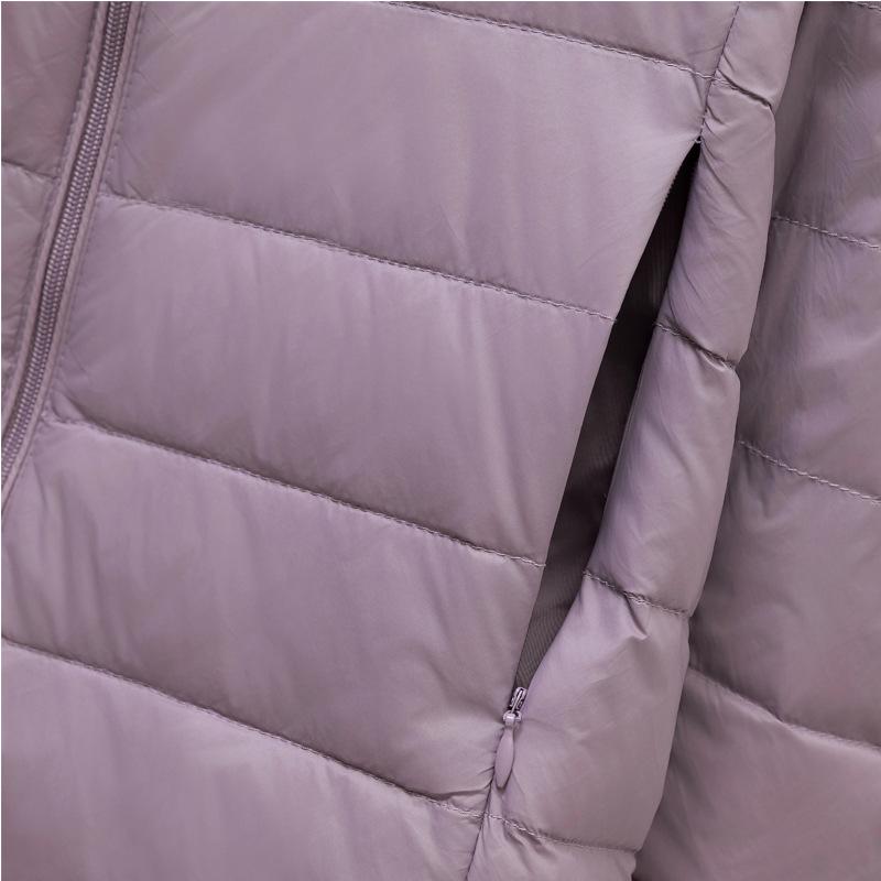 Damen Leichte Koreanischer Stil Stehkragen Kurze Daunenjacke, Übergröße, Weiße Entendaunen, Trendig K-8711