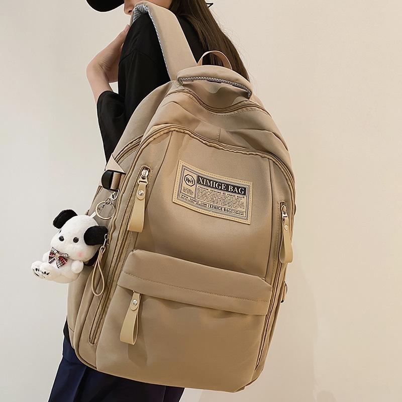 School Bag College Student Girl High School Student Burgundy Large Capacity Junior High School Student Backpack Backpack
